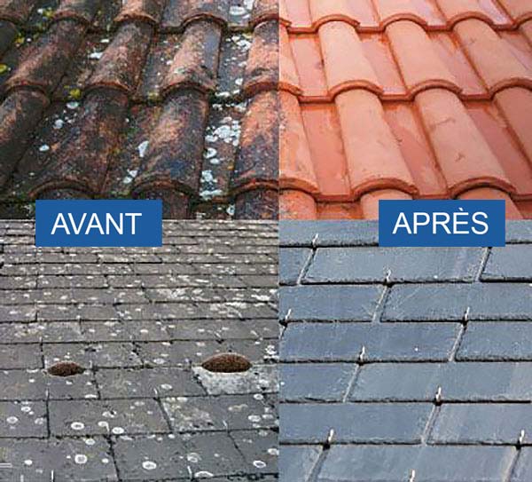 Nettoyage et démoussage toiture - HMPRO Couverture Tours : Nettoyage, démoussage, traitement anti mousse toiture et peinture hydrofuge colorée pour toit. Artisan couvreur en Indre-et-Loire (37) sur Tours et les alentours.